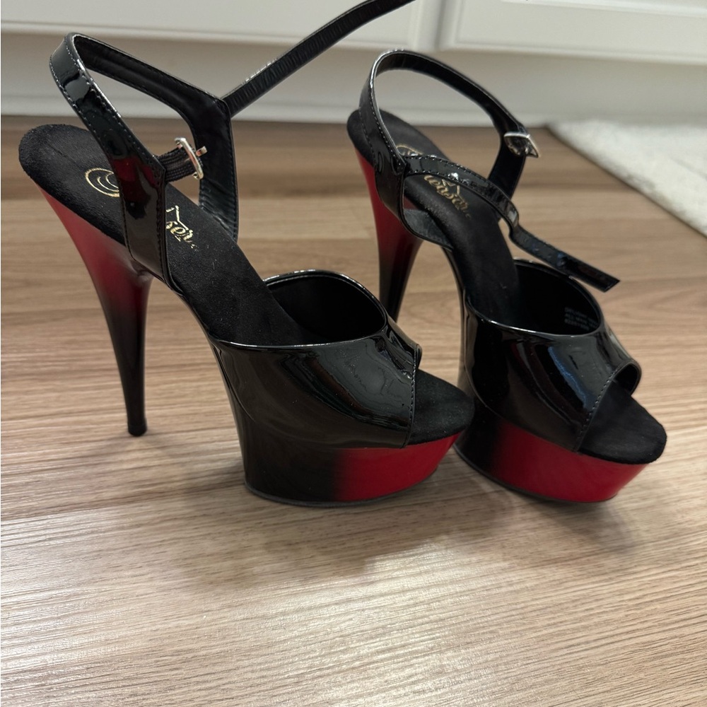 Pleaser Black and Red Stiletto Heels
